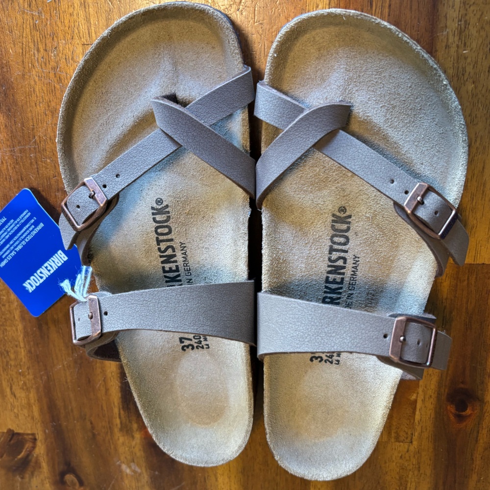 Mayari Birkenstock Brown Cross-Strap Sandals